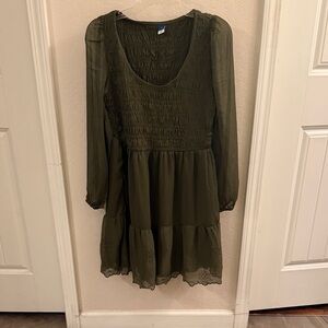 Old Navy Olive Green Long Sleeve Dress